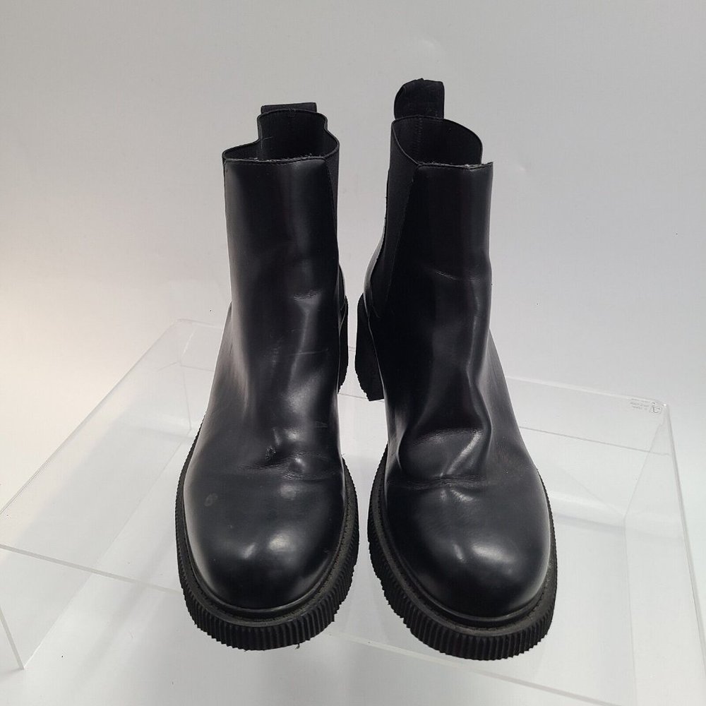 ZARA Women's Black Leather Chelsea Chunky Boots Size: 42 US 11 - Picture 3 of 11